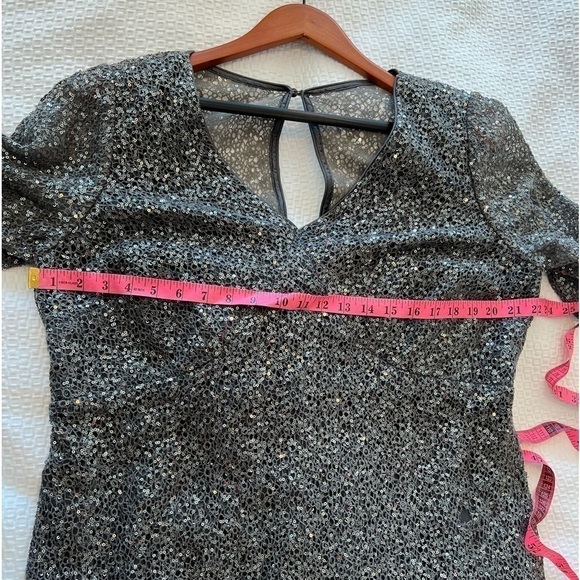 Kay Unger Grey Sparkle Jagged Edge Sheath Dress - Picture 12 of 16